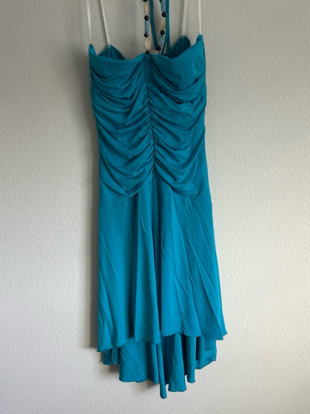 STUNNING Y2K Jodi Kristopher Teal Strapless Ruched Mini Dress - Picture 5 of 7